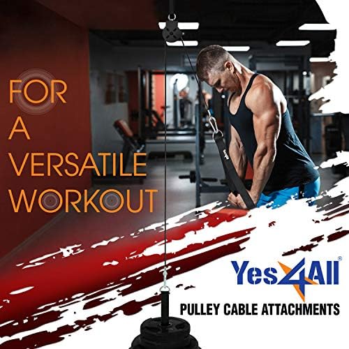 Yes4All Cable Machine Attachment Row Handles Tricep Rope Straight Bar V Bar LAT Pulldown Accessories 880 LB Load for Ho