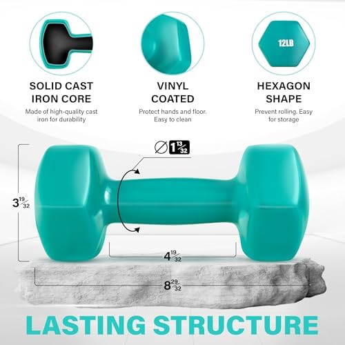 Yes4All Vinyl Hexagon Dumbbells - 2-in-1 Adjustable Set (2-15 lbs) for Home Gym Strength Training