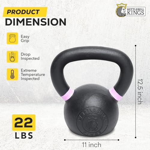 Kettlebell Kings Powder Coated Kettlebell Weights - 9-97 lb Strength Training Kettlebells for Men and Women - Home Gym E
