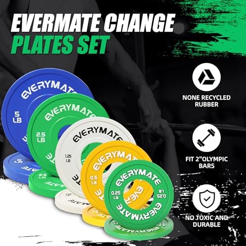 EVERYMATE Fractional Weight Plates for Cross Training - Olympic Bumper Plates - Steel Insert - 1.25LB, |5LB, 5LB