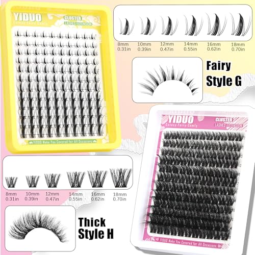 40D/60D Volume C/D Curl Lash Clusters Kit for Eyelash Extensions, Portable Makeup Bag with Lash Bond and Seal, 10-18mm