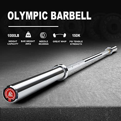 LIONSCOOL Olympic Barbell 7FT for Weightlifting and Powerlifting - 1500lbs Capacity - Strength Training for Squats, Dead