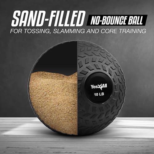 Yes4All Slam Balls, Durable PVC Sand Filled, Core Strengthening Workout Ball for Fitness Enthusiasts at Home Gym