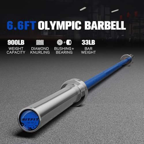 RitFit 7FT Olympic Barbell for Strength and Weightlifting Training - 2 Inch Olympic Bar for Squat, Deadlift, Bench Press
