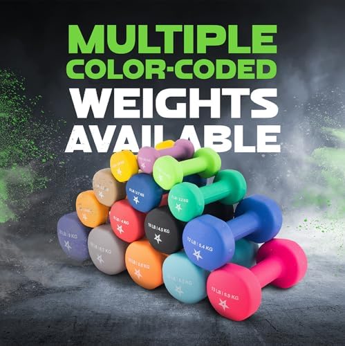 Yes4All Neoprene Coated Dumbbell Hand Weight Sets of 2 - Multiple Weight Options for Home Gym Fitness Users - Anti-Roll,