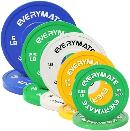 EVERYMATE Fractional Weight Plates for Cross Training - Olympic Bumper Plates - Steel Insert - 1.25LB, |5LB, 5LB