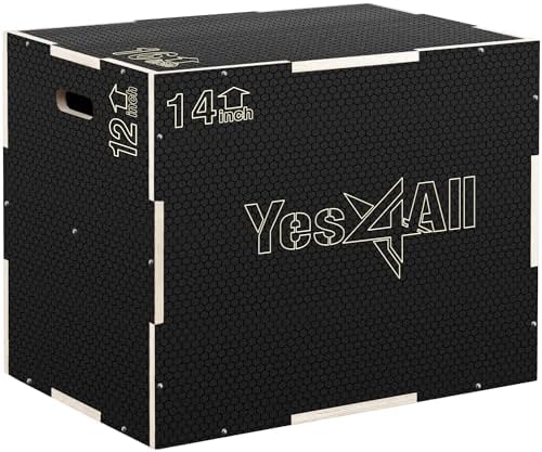 Yes4All 3 in 1 Non-Slip Wooden Plyo Box for Workout, Skipping, Jumping | Yes4All Plyometric Jump Box - Ideal for Lunges