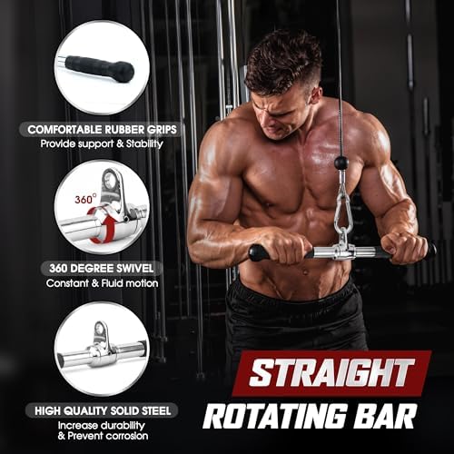 Yes4All Cable Machine Attachment, Double D Handle & Tricep Rope Cable Attachment, Gym Weight Machine Accessories Load 88