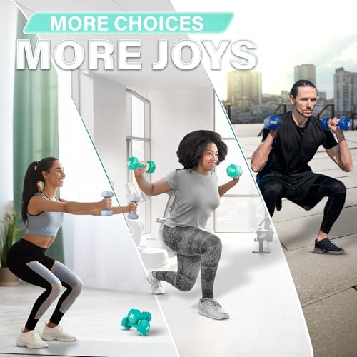 Yes4All Vinyl Hexagon Dumbbells - 2-in-1 Adjustable Set (2-15 lbs) for Home Gym Strength Training