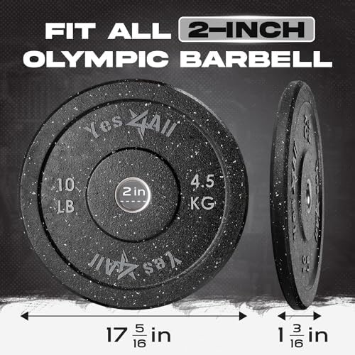 Yes4All 2" Bumper Plate for Weightlifting and StrengthTraining - Less Impact, Absorb Bounce & Shock, Multiple Options