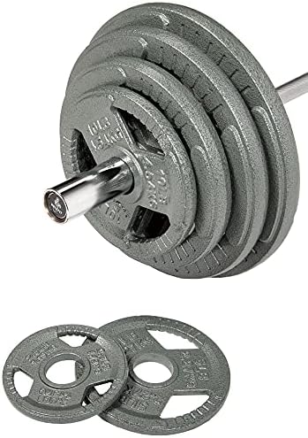 Fitvids Cast Iron Weight Plates 2-Inch Olympic Size for Strength Training & Weightlifting, Multiple Weights Available