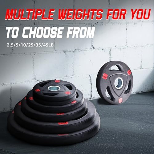 Fitvids Standard Cast Iron 1-inch Weight Plate Rubber Coated for Strength Training & Weightlifting, 45lbs Pair