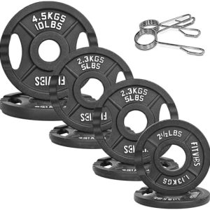 Fitvids Cast Iron Weight Plate for Strength Training and Weightlifting, Multiple Sizes | Fitvids 2-Inch Olympic Plate f