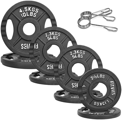 Fitvids Cast Iron Weight Plate for Strength Training and Weightlifting, Multiple Sizes | Fitvids 2-Inch Olympic Plate f