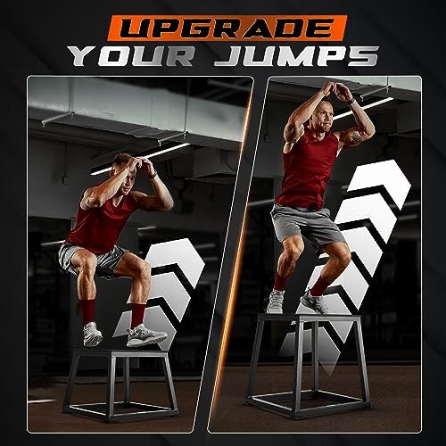 Yes4All Metal Plyometric Box - Sturdy and Anti-Slip - Ideal for Home Gym Routines - Holds Up to 550lb - Assembles Upon A