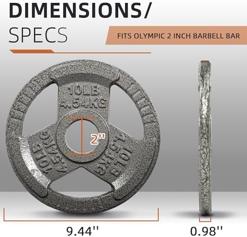 Fitvids Olympic Cast Iron Weight Plates 2-Inch Thickness for Strength Training & Weightlifting, Ideal for Home Gym, Mult