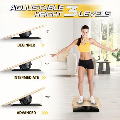 Yes4All Professional Anti-Slip Rocker Board for Leg Workout and Standing Desk Use | Yes4All 350LBS Wood Balance Board,