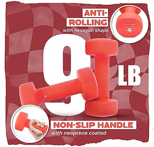 Yes4All Neoprene Coated Dumbbell Hand Weight Sets of 2 - Multiple Weight Options for Home Gym Fitness Users - Anti-Roll,