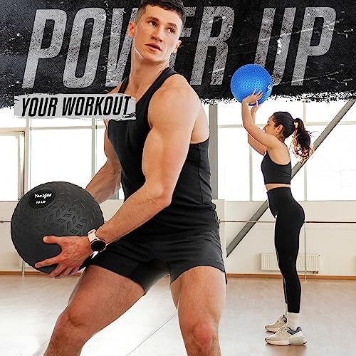 Yes4All Slam Balls, Durable PVC Sand Filled, Core Strengthening Workout Ball for Fitness Enthusiasts at Home Gym