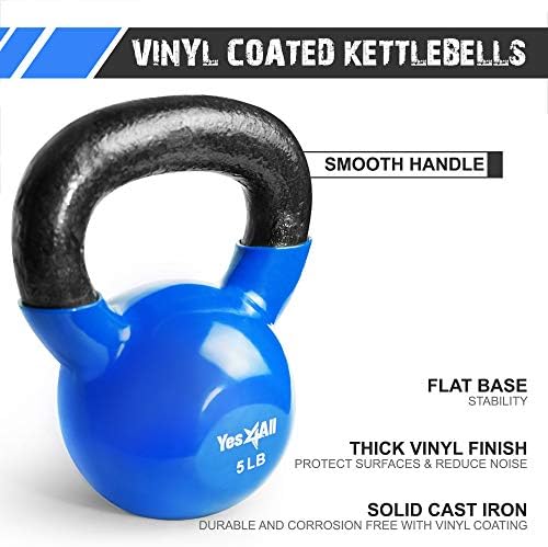 Yes4All Kettlebell, Stable Flat Bottom Kettlebell, Cast Iron Sets for Full Body Workout, Push Up, Grip Strength Training