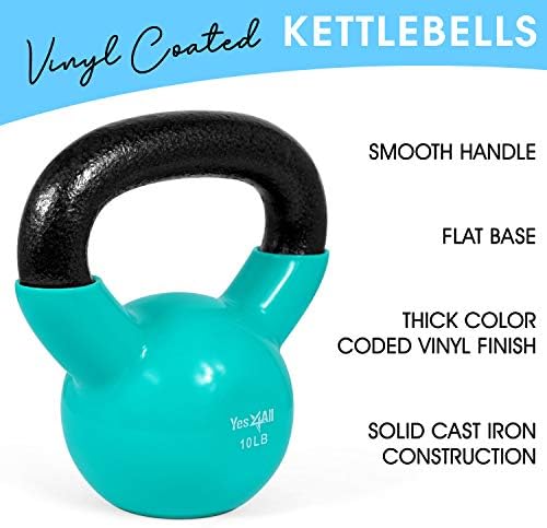 Yes4All Kettlebell, Stable Flat Bottom Kettlebell, Cast Iron Sets for Full Body Workout, Push Up, Grip Strength Training