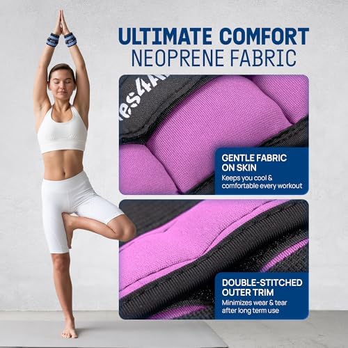 Yes4All Adjustable Wrist & Ankle Weights - Fitness & Strength Training for Women & Men, Versatile Colors - |5 LB Pair, P