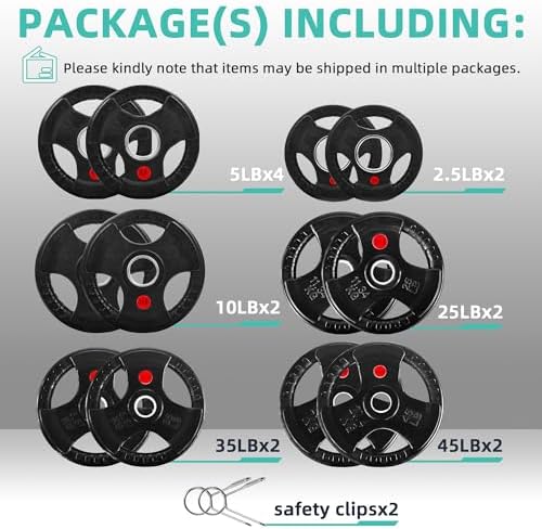 Fitvids Olympic Cast Iron Weight Plates for Strength Training & Weightlifting Home Gym | Fitvids 255 Pounds Olympic Cas