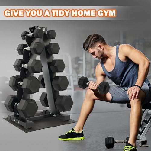 Fitvids Rubber Coated Hex Dumbbell Weight Sets for Home Gym, 100LBS Set with Storage Rack Fitvids Rubber Coated Hex Du