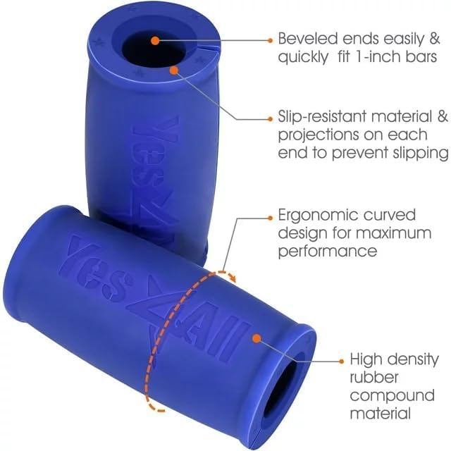 Yes4All Thick Dumbbell Handles Grips, Firm Rubber Barbell Grips for Increasing Forearm Strength and Muscle Building in W
