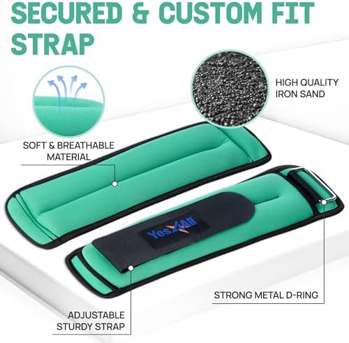 Yes4All Adjustable Wrist & Ankle Weights - Weighted Bands for Fitness Workout, Walking, Jogging and Pilates for Women, M