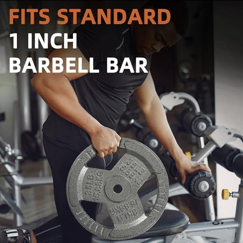 Fitvids 1-Inch Cast Iron Weight Plate for Strength Training & Weightlifting - Multiple Sizes