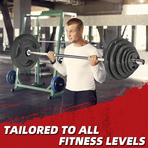 Fitvids Cast Iron Weight Plates 2-Inch Olympic Size for Strength Training & Weightlifting, Multiple Weights Available