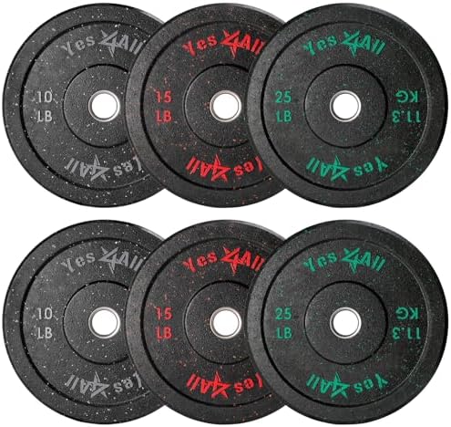 Yes4All 2" Bumper Plate for Weightlifting and StrengthTraining - Less Impact, Absorb Bounce & Shock, Multiple Options