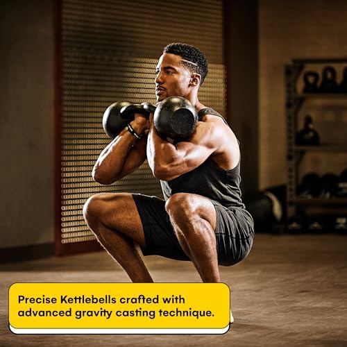 Kettlebell Kings Powder Coated Kettlebell Weights - 9-97 lb Strength Training Kettlebells for Men and Women - Home Gym E