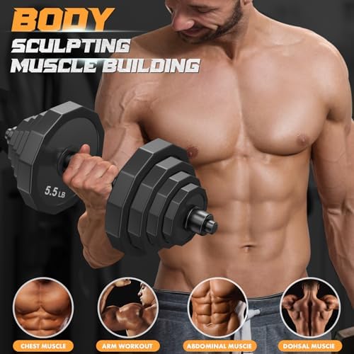 KISS GOLD Adjustable Dumbbells with Solid Steel Home Gym Equipment for Men and Women Strength Training KISS GOLD 22Lbs 4