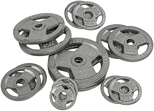 Fitvids Cast Iron Weight Plates 2-Inch Olympic Size for Strength Training & Weightlifting, Multiple Weights Available