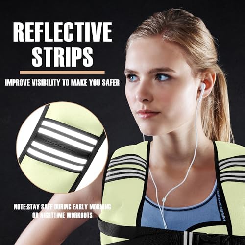 Weighted Vest for Men and Women - 10/15/20lbs - Reflective Stripe - Workout Equipment for Strength Training, Running, Wa