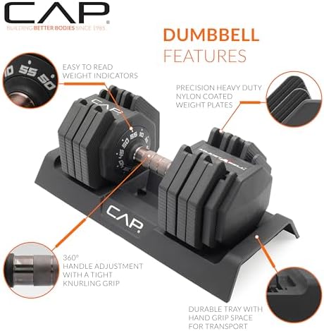 Adjustable Barbell 55 lb Hex Dumbbell Weights - Singles & Pairs | Multiple Handle Options | Fitness Enthusiasts | Home G