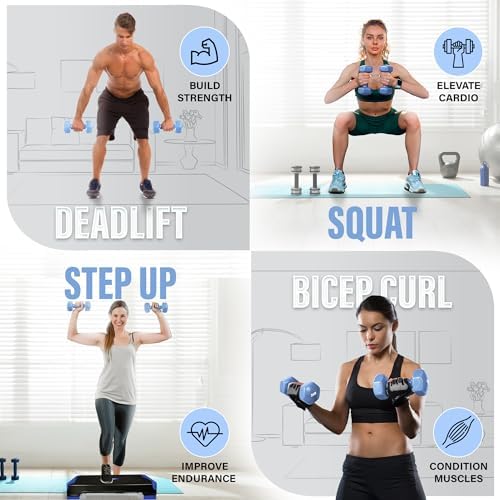 Yes4All Vinyl Hexagon Dumbbells - 2-in-1 Adjustable Set (2-15 lbs) for Home Gym Strength Training