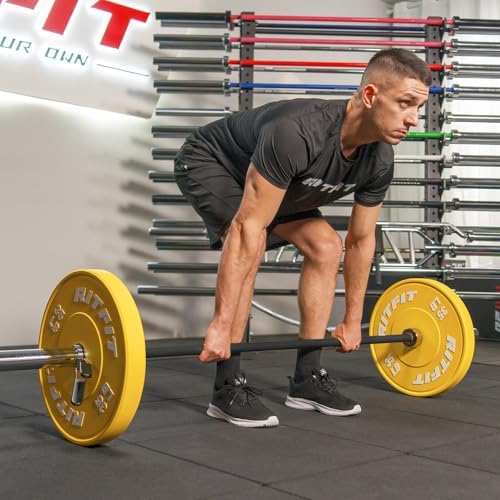 RitFit 7FT Olympic Barbell for Strength and Weightlifting Training - 2 Inch Olympic Bar for Squat, Deadlift, Bench Press