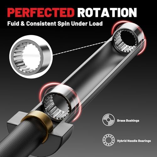 Papababe Olympic Barbell 45lb Weight Bar for Strength Training and Gym Use with 1000lb Weight Capacity Chrome/Zinc Plati