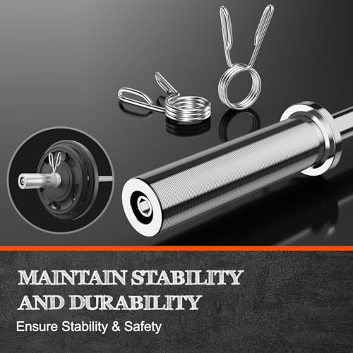 Olympic Barbell 57" for Weight Lifting Home Gym Bench Press Squats Home Workout 2 Spring Collars 500lb Capacity