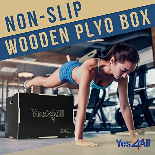Yes4All 3 in 1 Non-Slip Wooden Plyo Box for Workout Enthusiasts | Yes4All Step Up Box and Plyometric Jump Box for Home