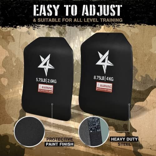 Yes4All Weight Vest Plate for Heavy Workout and Running, Tactical Plate, Curved Ergonomic Design, 5.75/8.75/14/19.75LB P