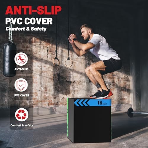 Papababe 3-in-1 Plyometric Jump Box Workout Equipment, Home Gym Box Jumps, Anti Slip Surface and High Density Foam, Home