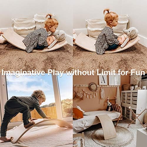 Wood City Wobble Board, Wooden Balance Board for Toddlers & Adults