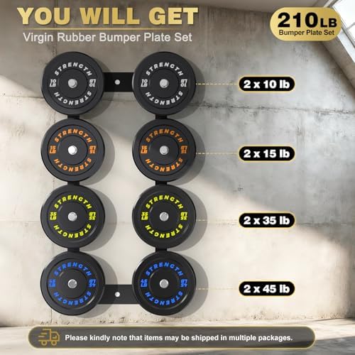 Olympic Rubber Bumper Weights for Home Gym Strength Training | 2 Inch Barbell Plate Set for Home Gym Strength Training