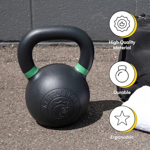 Kettlebell Kings Powder Coated Kettlebell Weights - 9-97 lb Strength Training Kettlebells for Men and Women - Home Gym E