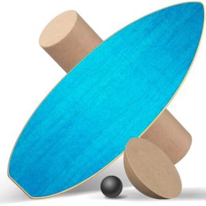 Wooden Balance Boards for Adults - Surface Anti-Slip Treatment with Roller and Half Ball | Adult Balance Trainer - Wood