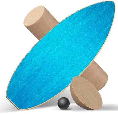 Wooden Balance Boards for Adults - Surface Anti-Slip Treatment with Roller and Half Ball | Adult Balance Trainer - Wood